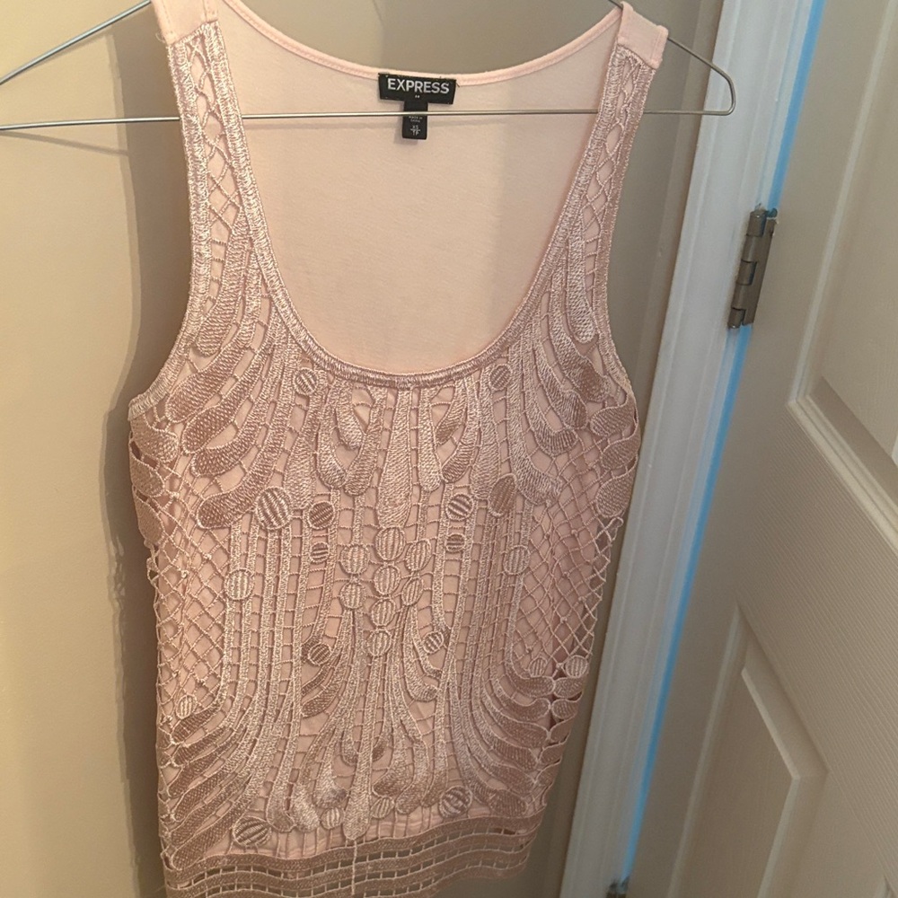Express Light Pink Textured Tank Top